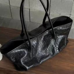Retro Black Tote Bag Women Faux Crocodile Embossed Leather Large Capacity Shoulder Bag Ladies Fashion Commute Versatile Handbag