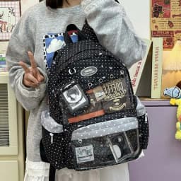 New Y2K Cute Star Polka Dot Ita Backpack Large Capacity  Student Schoolbag DIY Display  Outdoor Knapsack Casual Travel Rucksacks