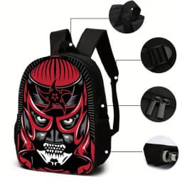 Lucha Libre Wrestler 3pcs Backpack Collection, Featuring a Spacious Casual Double-Shoulder Backpack, a Pencil Case, And a Messen