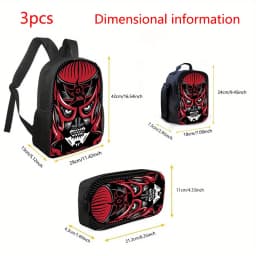 Lucha Libre Wrestler 3pcs Backpack Collection, Featuring a Spacious Casual Double-Shoulder Backpack, a Pencil Case, And a Messen