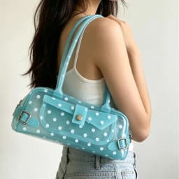 Sweet Polka Dot Transparent Pvc Jelly Tube Handbag Candy Colored Mini Top Handle Shoulder Bag Summer Seaside Vacation Tote Bag