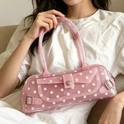 Sweet Polka Dot Transparent Pvc Jelly Tube Handbag Candy Colored Mini Top Handle Shoulder Bag Summer Seaside Vacation Tote Bag
