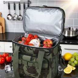 Camouflage outdoor double-layer picnic bag, portable insulated bag, large-capacity camping lunch bag, outdoor ice bag, lunch box