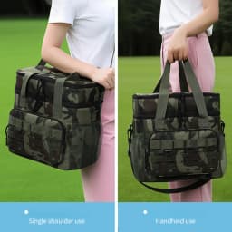 Camouflage outdoor double-layer picnic bag, portable insulated bag, large-capacity camping lunch bag, outdoor ice bag, lunch box