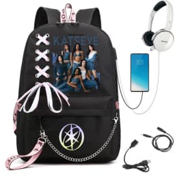 Girl Group Katseye Graphic School Backpack for Teen USB Port School Bags Women Y2K Laptop Computer Bag Student Katseye Bagpack