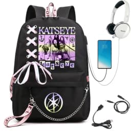 Girl Group Katseye Graphic School Backpack for Teen USB Port School Bags Women Y2K Laptop Computer Bag Student Katseye Bagpack