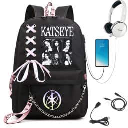 Girl Group Katseye Graphic School Backpack for Teen USB Port School Bags Women Y2K Laptop Computer Bag Student Katseye Bagpack