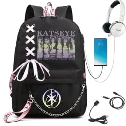 Girl Group Katseye Graphic School Backpack for Teen USB Port School Bags Women Y2K Laptop Computer Bag Student Katseye Bagpack