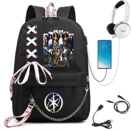 Girl Group Katseye Graphic School Backpack for Teen USB Port School Bags Women Y2K Laptop Computer Bag Student Katseye Bagpack