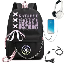 Girl Group Katseye Graphic School Backpack for Teen USB Port School Bags Women Y2K Laptop Computer Bag Student Katseye Bagpack