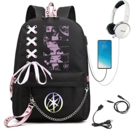 Girl Group Katseye Graphic School Backpack for Teen USB Port School Bags Women Y2K Laptop Computer Bag Student Katseye Bagpack