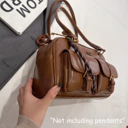 Women's Retro Solid Color Pu Leather Shoulder Bag with Multiple Pockets, Large Capacity, Exquisite and Fashionable Handbag
