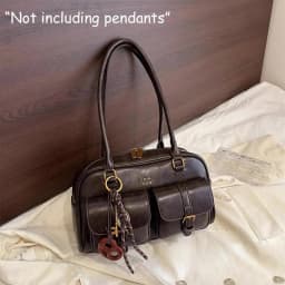 Women's Retro Solid Color Pu Leather Shoulder Bag with Multiple Pockets, Large Capacity, Exquisite and Fashionable Handbag