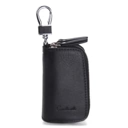 CONTACT'S Genuine Leather Car Key Wallets Fashion Key Holder Housekeeper Keys Organizer Double Zipper Keychain Case Key Pouch