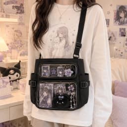 College Ita Bag Transparent Crossbody Shoulder Bag Large Capacity Messenger Bag for School Cute Anime Accessories