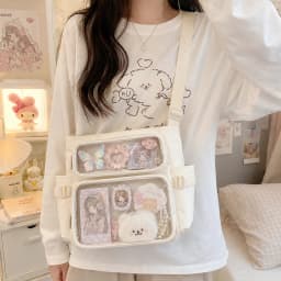 College Ita Bag Transparent Crossbody Shoulder Bag Large Capacity Messenger Bag for School Cute Anime Accessories