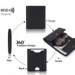 Pomelo Best Men Genuine Leather Bifold Slim Wallet Vintage Bronze Snap Card Holder with Coin Pocket Small Purse Gift for Men