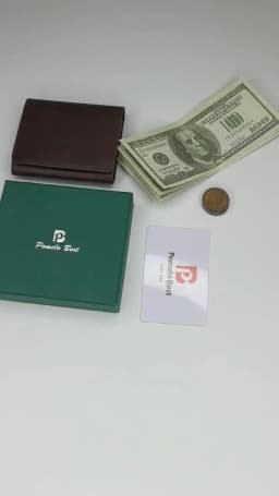 Pomelo Best Men Genuine Leather Bifold Slim Wallet Vintage Bronze Snap Card Holder with Coin Pocket Small Purse Gift for Men