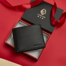 LAORENTOU Genuine Leather Men Short Wallet Card Holder with Zipper Pocket Gift for Husband, Boyfriend