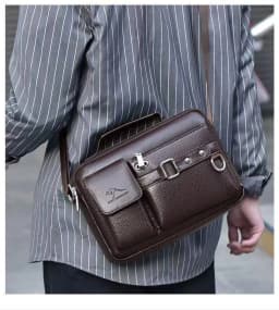 Men's Retro Messenger Bag with Waterproof Design, Large Capacity Laptop Briefcase for Office Work, Travel and School