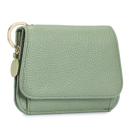 Women Genuine Leather Slim TriFold Wallet Credit Card Holder With Zipper Coin Pouch, ID Window & Keychain