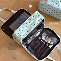 Mint Green Polka Dot Makeup Bag Large Capacity Three-Layer Partition Waterproof Storage Bag