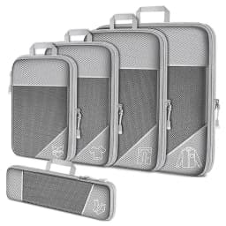 5 Pieces Travel Organizer Bag Set Clothes Compression Cubes For Plane Travel Essentials Storage Bags Suitcase Mesh Packing Cubes