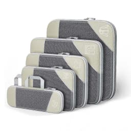 5 Pieces Travel Organizer Bag Set Clothes Compression Cubes For Plane Travel Essentials Storage Bags Suitcase Mesh Packing Cubes