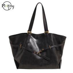 Tote Bag Designer Retro PU Leather Shoulder Handbag for Women Winter Trend Y2K Fashion Handbags Females Travel Luxury Tote Bags