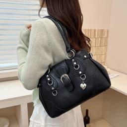 Y2K Aesthetic Women Underarm Bag Large Capacity Motorcycle Style Retro Shoulder Bag PU Leather Motorcycle Bag Women Daily Wear