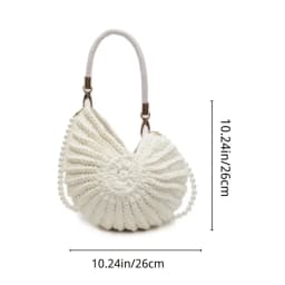 Handwoven Shell Handbag with Pearl Chain Strap, Large Capacity Boho Beach Bag for Women, Beige Summer Vacation Tote Bag, Ideal f