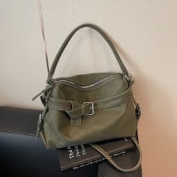 Large Capacity Soft Leather Tote Bag Fashion Belt Buckle Handbag New Shoulder Messenger Bag Retro Hot Girl Motorcycle Bag