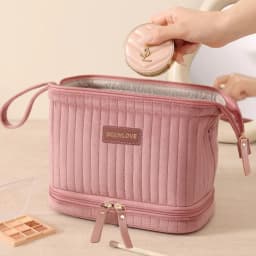 Portable Makeup Organizer Bag Large Capacity Cosmetic Pouch Multi-Compartment for Brushes Cosmetics Travel Storage