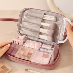 Portable Makeup Organizer Bag Large Capacity Cosmetic Pouch Multi-Compartment for Brushes Cosmetics Travel Storage