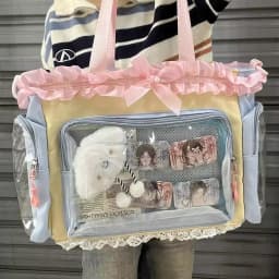 Y2K Cute Japanese Ins Ita Bag Lolita Girl Transparent Tote Crossbody Bag Large Capacity Casual Shoulder Bag DIY Display Handbags