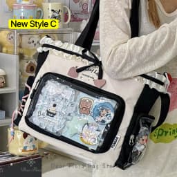 Y2K Cute Japanese Ins Ita Bag Lolita Girl Transparent Tote Crossbody Bag Large Capacity Casual Shoulder Bag DIY Display Handbags