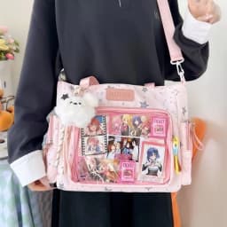 Y2K Cute Japanese Ins Ita Bag Lolita Girl Transparent Tote Crossbody Bag Large Capacity Casual Shoulder Bag DIY Display Handbags