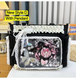 Y2K Cute Japanese Ins Ita Bag Lolita Girl Transparent Tote Crossbody Bag Large Capacity Casual Shoulder Bag DIY Display Handbags