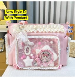 Y2K Cute Japanese Ins Ita Bag Lolita Girl Transparent Tote Crossbody Bag Large Capacity Casual Shoulder Bag DIY Display Handbags