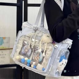 Y2K Cute Japanese Ins Ita Bag Lolita Girl Transparent Tote Crossbody Bag Large Capacity Casual Shoulder Bag DIY Display Handbags
