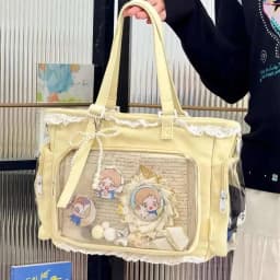 Y2K Cute Japanese Ins Ita Bag Lolita Girl Transparent Tote Crossbody Bag Large Capacity Casual Shoulder Bag DIY Display Handbags