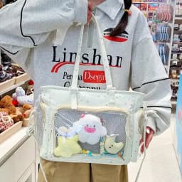Y2K Cute Japanese Ins Ita Bag Lolita Girl Transparent Tote Crossbody Bag Large Capacity Casual Shoulder Bag DIY Display Handbags