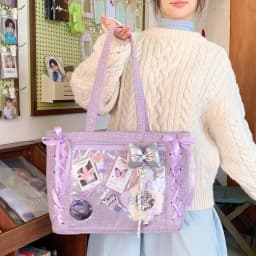 Y2K Cute Japanese Ins Ita Bag Lolita Girl Transparent Tote Crossbody Bag Large Capacity Casual Shoulder Bag DIY Display Handbags