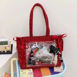 Y2K Cute Japanese Ins Ita Bag Lolita Girl Transparent Tote Crossbody Bag Large Capacity Casual Shoulder Bag DIY Display Handbags
