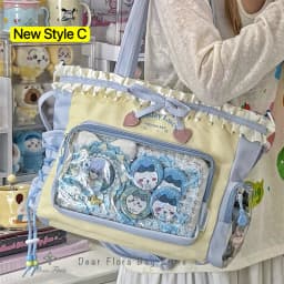Y2K Cute Japanese Ins Ita Bag Lolita Girl Transparent Tote Crossbody Bag Large Capacity Casual Shoulder Bag DIY Display Handbags