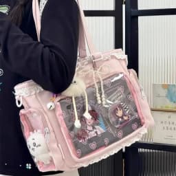 Y2K Cute Japanese Ins Ita Bag Lolita Girl Transparent Tote Crossbody Bag Large Capacity Casual Shoulder Bag DIY Display Handbags