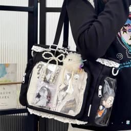Y2K Cute Japanese Ins Ita Bag Lolita Girl Transparent Tote Crossbody Bag Large Capacity Casual Shoulder Bag DIY Display Handbags