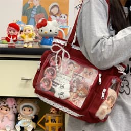Y2K Cute Japanese Ins Ita Bag Lolita Girl Transparent Tote Crossbody Bag Large Capacity Casual Shoulder Bag DIY Display Handbags
