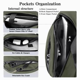 Outdoor Crossbody Bag Fashion Chest Bag For Men Sling Backpack Sports Shoulder Bag With Water Bottle Pocket Fits 11" Tablet