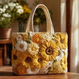 Vintage Women Quilted Tote Bag 2D Realistic Patterns Lightweight Travel Handbag Large Capacity Cotton Shopping Bag Lady Girl